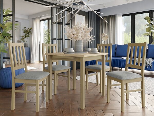 Mirjan24 Rozkladací stôl so 4 stoličkami AL09, Morenie: sonoma - L, Poťahové látky: Hygge D91 5903211267864