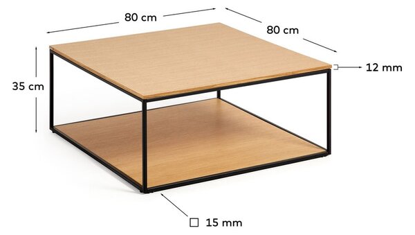 Konferenčný stolík s doskou v dubovom dekore 80x80 cm Yona - Kave Home
