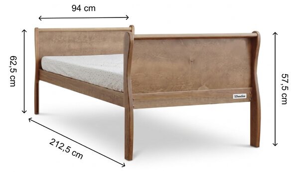 Jednolôžková drevená posteľ Noble Adult Bed 90x200 - orech