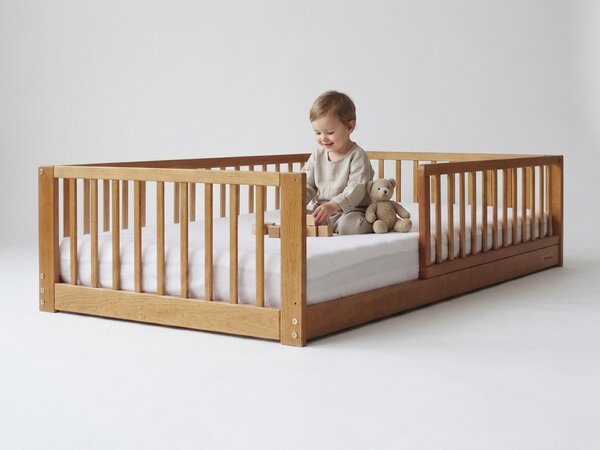 Detská drevená montessori posteľ Monty Bed 80x160 - orech