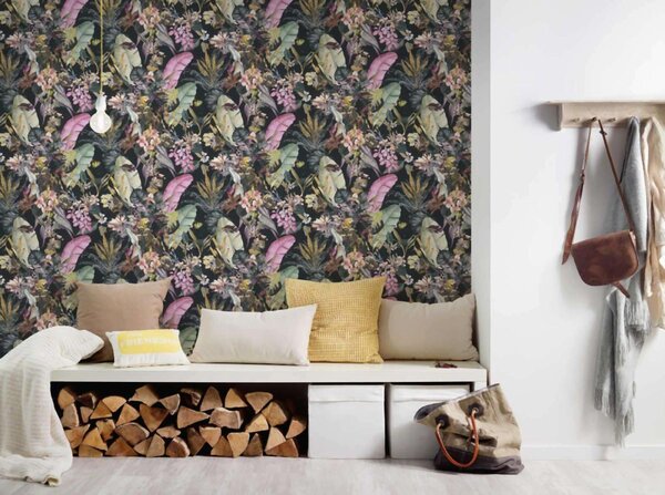 A.S. Création | Vliesová tapeta na stenu Dream Flowery 38176-1 | 0,53 x 10,05 m | zelená, biela, žltá, oranžová, ružová