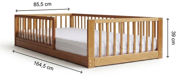 Detská drevená montessori posteľ Monty Bed 80x160 - orech