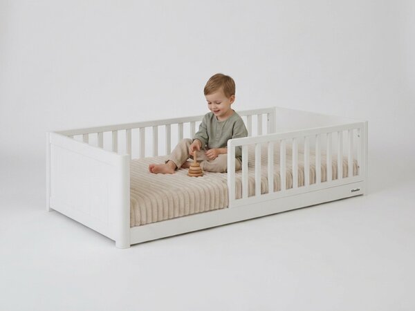 Detská drevená montessori posteľ Smooth Monty Bed 80x160 - biela
