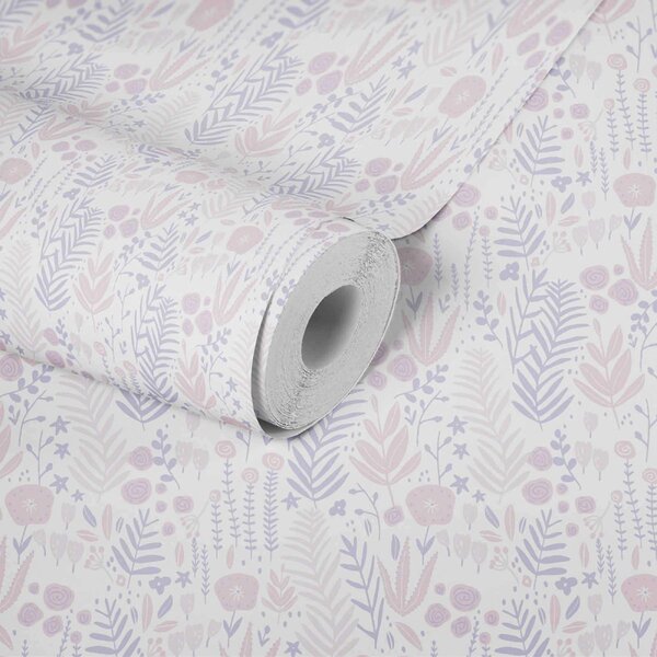 A.S. Création | Vliesová tapeta na stenu Little Love 38118-1 | 0,53 x 10,05 m | biela, fialová, ružová