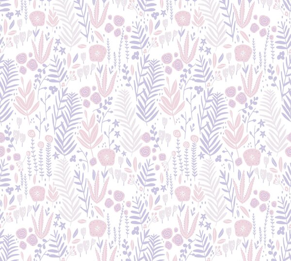 A.S. Création | Vliesová tapeta na stenu Little Love 38118-1 | 0,53 x 10,05 m | biela, fialová, ružová
