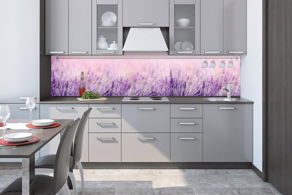 DIMEX | Fototapeta do kuchyne Levanduľa KI-260-124 | 260 x 60 cm | fialová, ružová
