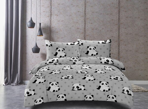 Obliečky z mikrovlákna PANDA sivé Rozmer obliečky: 70 x 80 cm | 140 x 200 cm