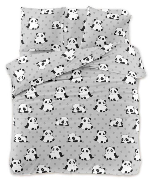 Obliečky z mikrovlákna PANDA sivé Rozmer obliečky: 70 x 80 cm | 140 x 200 cm