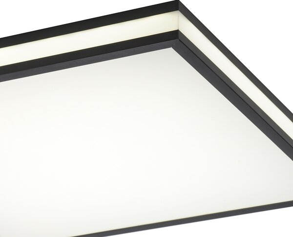 EIDISUNY Dimbare LED-Plafondlamp 36W - Moderne Zwarte 3 Vierkant Design voor Woonkamer, Slaapkamer, Eetkamer, Keuken, Kantoor Met Afstandsbediening, 3000-6500K
