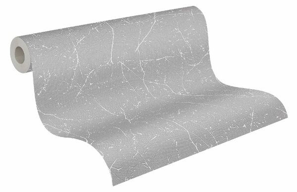 A.S. Création | Vliesová tapeta na stenu Terra 38504-3 | 0,53 x 10,05 m | biela, metalická, šedá