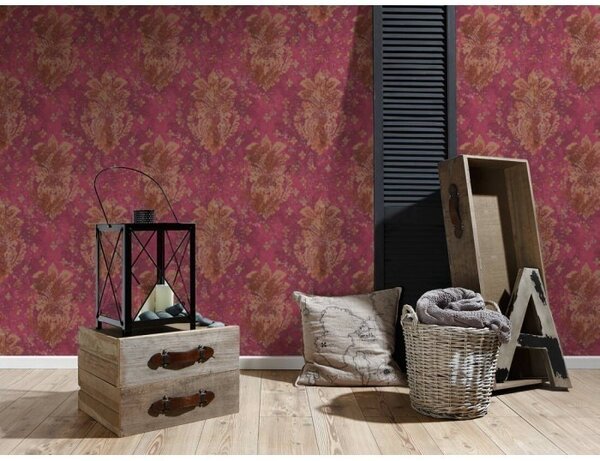 A.S. Création | Vliesová tapeta na stenu Boho Love 36456-4V | 0,53 x 10,05 m | červená, zlatá