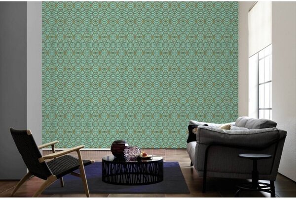 A.S. Création | Vliesová tapeta na stenu Versace 37049-7 | 0,70 x 10,05 m | zelená, zlatá, šedá, metalická