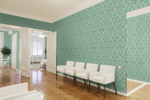 A.S. Création | Vliesová tapeta na stenu Versace 37049-7 | 0,70 x 10,05 m | zelená, zlatá, šedá, metalická