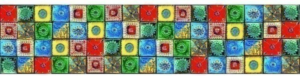 DIMEX | Fototapeta do kuchyne Lisabonské dlaždice KI-260-107 | 260 x 60 cm | zelená, viacfarebná, modrá, červená, žltá