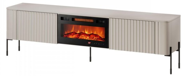 Mirjan24 TV stolík/skrinka s krbom Wompor 190 EF, Farby: biela 5903211543821