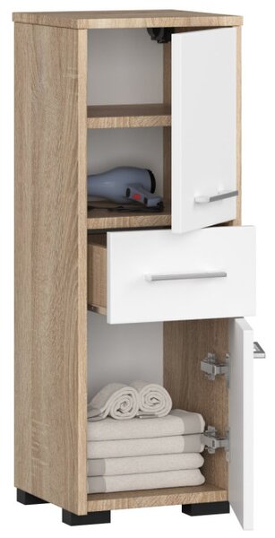 Kúpeľňová skrinka FIN 30 2D 1SZ 85 cm dub sonoma / biela