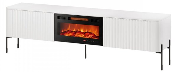 Mirjan24 TV stolík/skrinka s krbom Wompor 190 EF, Farby: biela 5903211543821