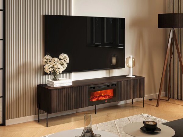 Mirjan24 TV stolík/skrinka s krbom Wompor 190 EF, Farby: biela 5903211543821