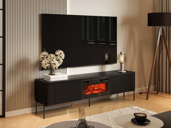 Mirjan24 TV stolík/skrinka s krbom Wompor 190 EF, Farby: biela 5903211543821