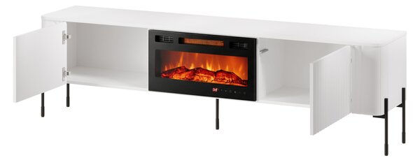 Mirjan24 TV stolík/skrinka s krbom Wompor 190 EF, Farby: biela 5903211543821