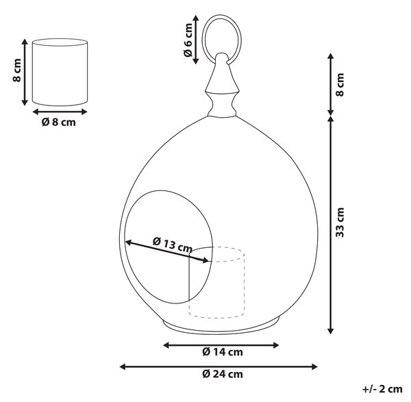 Lampáš zlatý kovový 33 cm so skleneným držiakom na sviečku orientálny ozdobný boho