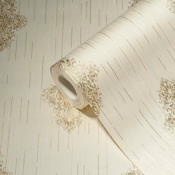 A.S. Création | Vliesová tapeta na stenu Luxury Wallpaper 31946-2 | 0,53 x 10,05 m | krémová, zlatá