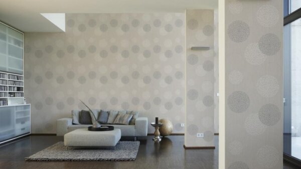 A.S. Création | Vliesová tapeta na stenu Casual Living 93791-2 | 0,53 x 10,05 m | béžová, metalická, krémová
