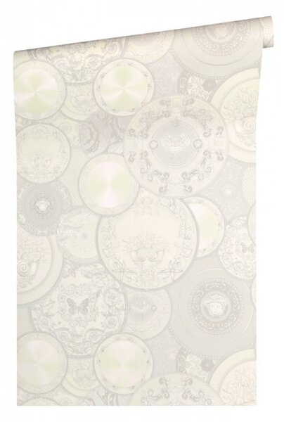 A.S. Création | Vliesová tapeta na stenu Versace 34901-4 | 0,70 x 10,05 m | biela, metalická, šedá