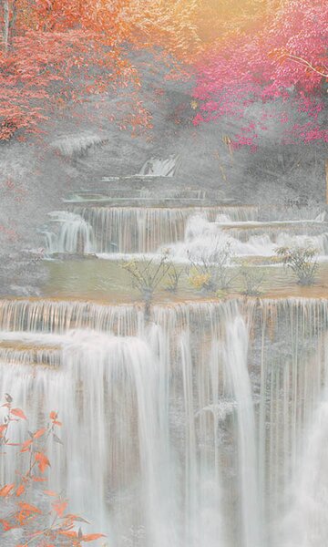 DIMEX | Vliesové fototapety na stenu Abstrakt vodopád II. MS-2-0388 | 150 x 250 cm | ružová, oranžová, biela, viacfarebná