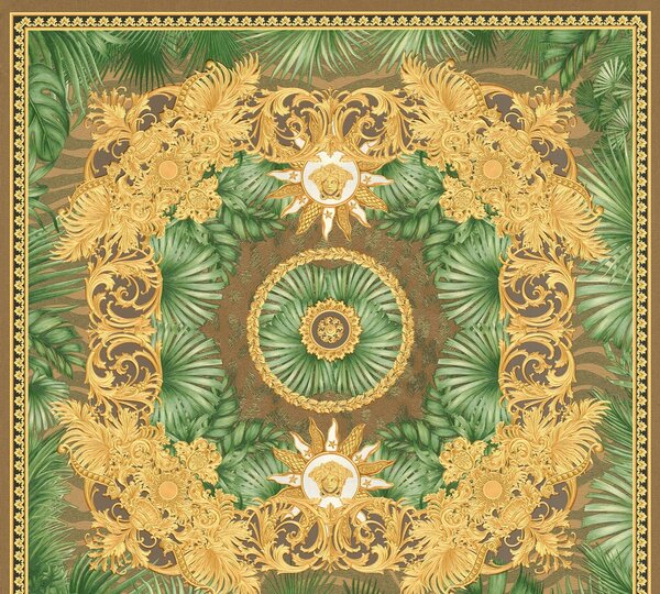 A.S. Création | Vliesová tapeta na stenu VERSACE 38703-3 | 0,70 x 10,05 m | zelená, zlatá, hnedá