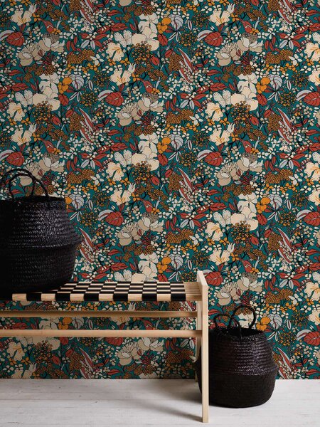 A.S. Création | Vliesová tapeta na stenu AP Floral Impression 37756-2 | 0,53 x 10,05 m | viacfarebná, modrá