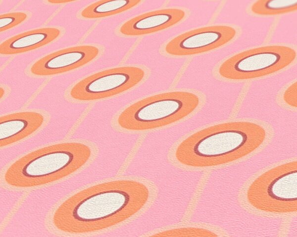 A.S. Création | Vliesová tapeta na stenu Retro Chic 39537-3V | 0,53 x 8,5 m | ružová, oranžová, vínová, krémová, viacfarebná