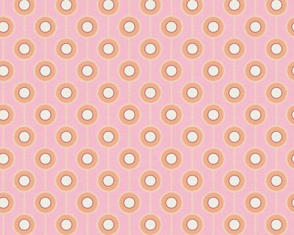 A.S. Création | Vliesová tapeta na stenu Retro Chic 39537-3V | 0,53 x 8,5 m | ružová, oranžová, vínová, krémová, viacfarebná