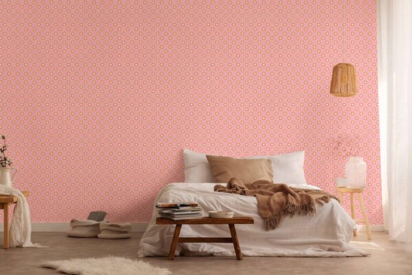 A.S. Création | Vliesová tapeta na stenu Retro Chic 39537-3V | 0,53 x 8,5 m | ružová, oranžová, vínová, krémová, viacfarebná