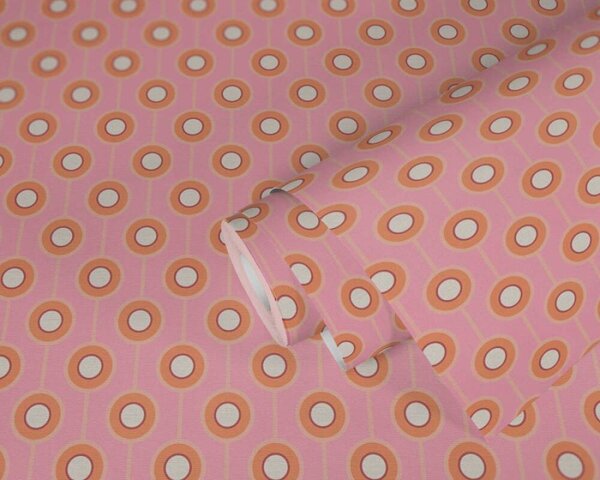 A.S. Création | Vliesová tapeta na stenu Retro Chic 39537-3V | 0,53 x 8,5 m | ružová, oranžová, vínová, krémová, viacfarebná