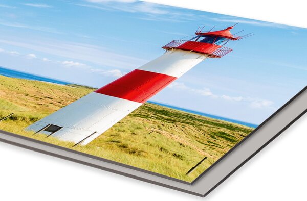 DIMEX | Dibond doska za kuchynskú linku | DBW-08060-119 Maják na pláži | 80 x 60 cm