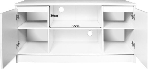 Stolík pod TV RTV 120 2D 1P biely, lesk