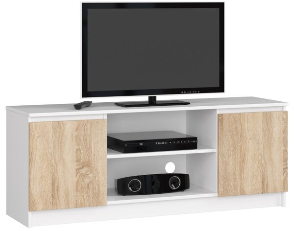 Stolík pod TV RTV 140 2D 1P biely / sonoma