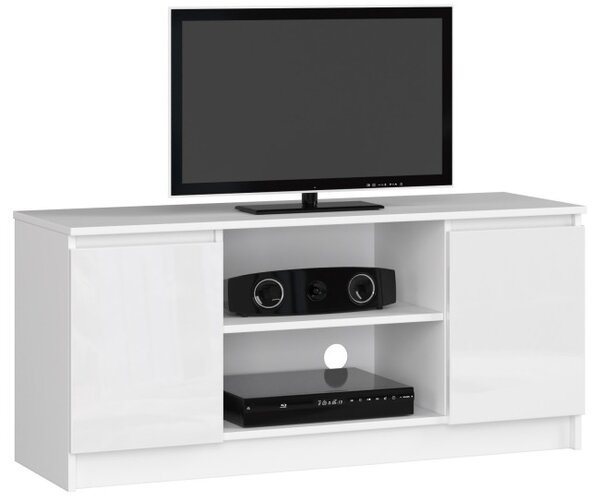 Stolík pod TV RTV 120 2D 1P biely, lesk