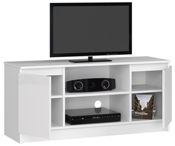 Stolík pod TV RTV 120 2D 1P biely, lesk