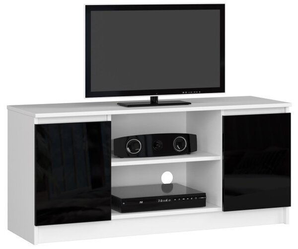 Stolík pod TV RTV 120 2D 1P čierny, lesk