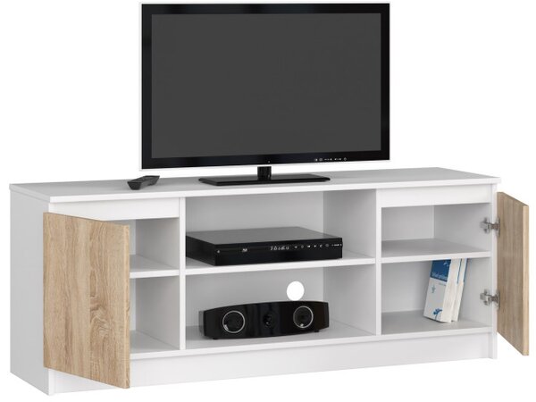 Stolík pod TV RTV 140 2D 1P biely / sonoma
