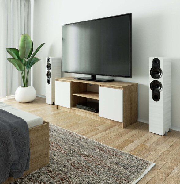 Stolík pod TV RTV 140 2D 1P sonoma / biely