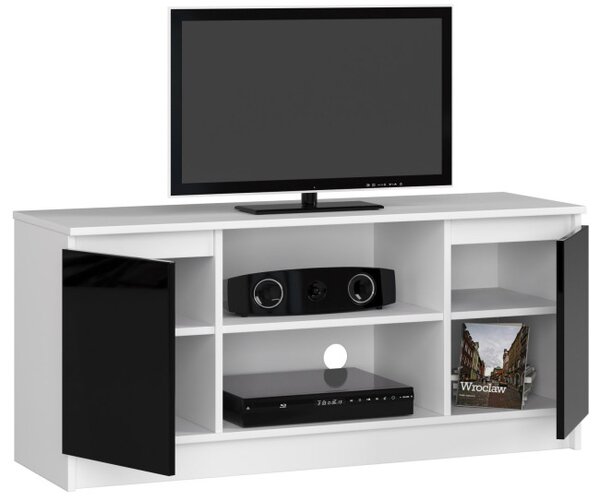 Stolík pod TV RTV 120 2D 1P čierny, lesk