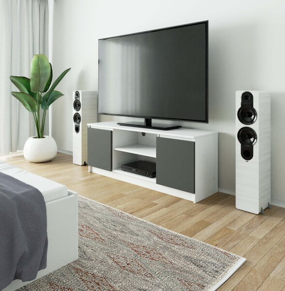 Stolík pod TV RTV 140 2D 1P biely / sivý