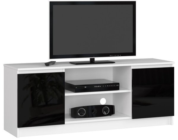 Stolík pod TV RTV 140 2D 1P biely / čierny, lesk