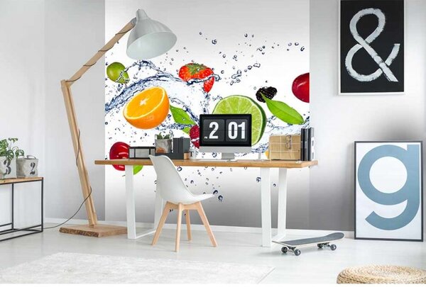 DIMEX | Vliesová fototapeta na stenu Ovocie vo vode MS-3-0239 | 225 x 250 cm | biela, viacfarebná