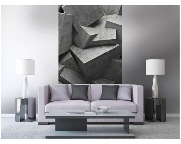 DIMEX | Vliesové fototapety na stenu 3D betónové kvádre MS-2-0176 | 150 x 250 cm | šedá