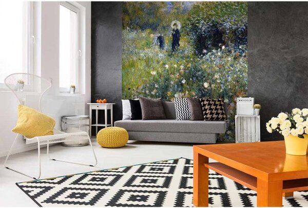 DIMEX | Vliesová fototapeta na stenu Ženy v záhrade od Pierra Augusta Renoira MS-3-0256 | 225 x 250 cm | zelená, čierna, šedá
