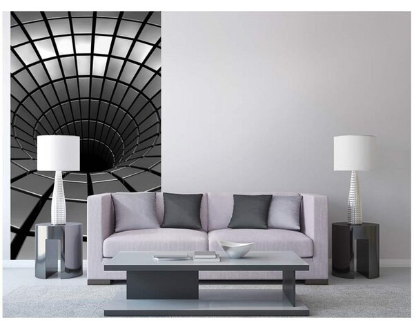 DIMEX | Vliesové fototapety na stenu 3D strieborná priepasť MS-2-0278 | 150 x 250 cm | metalická, čierna